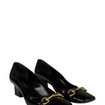 Gucci Women's Gold Horsebit Signora Black Leather Pumps