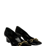 Gucci Women's Gold Horsebit Signora Black Leather Pumps