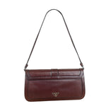 Prada Enameled Metal Triangle Brown Shoulder Bag