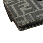 Fendi FF Black Canvas Flap Mini Baguette Shoulder Bag