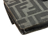 Fendi FF Black Canvas Flap Mini Baguette Shoulder Bag