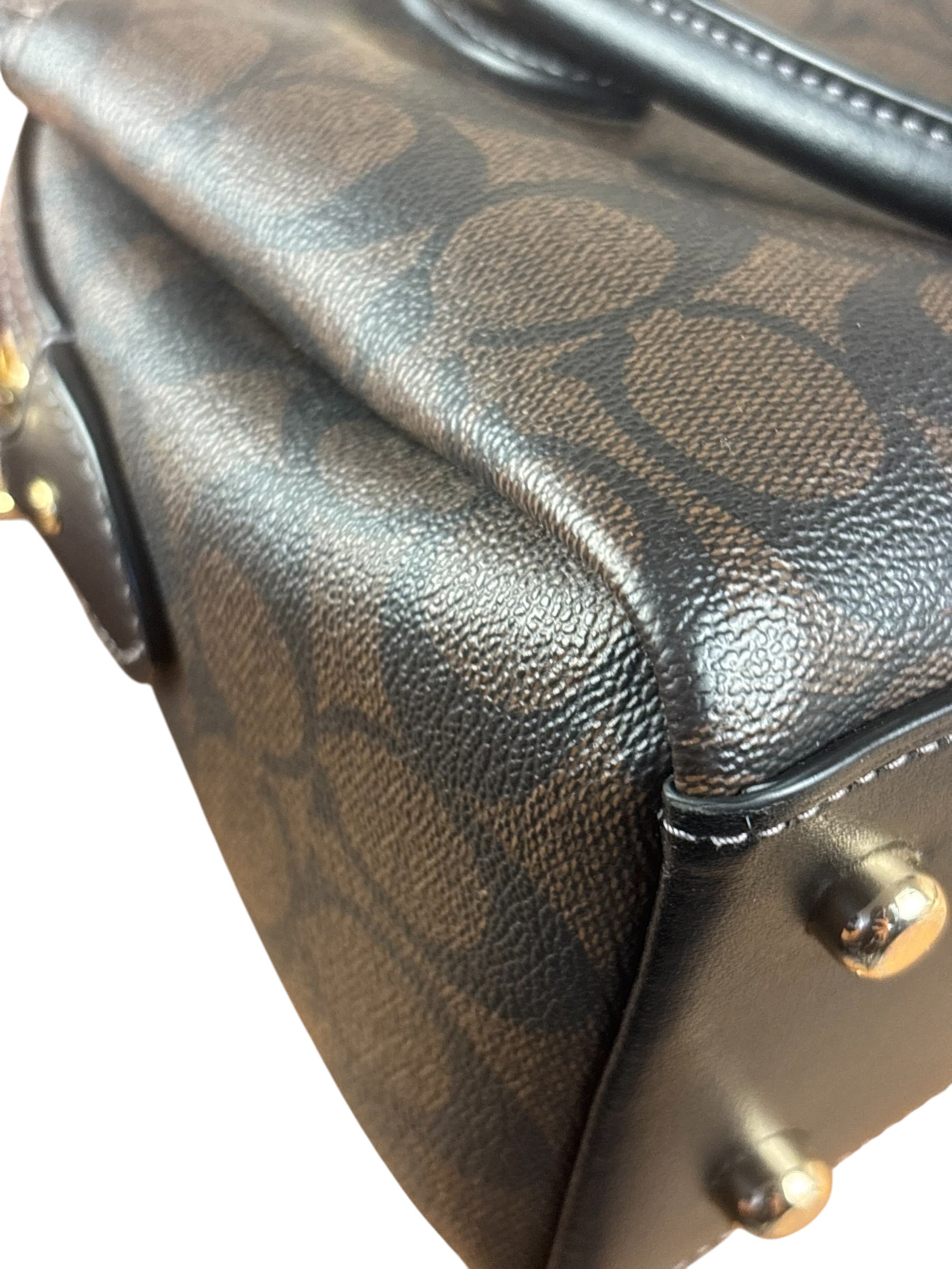 Coach Brown/Black Canvas Mini Darcie Carryall Two-Way Bag