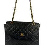 Chanel Black Quilted Lambskin Half Moon Flap 1989