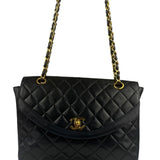 Chanel Black Quilted Lambskin Half Moon Flap 1989