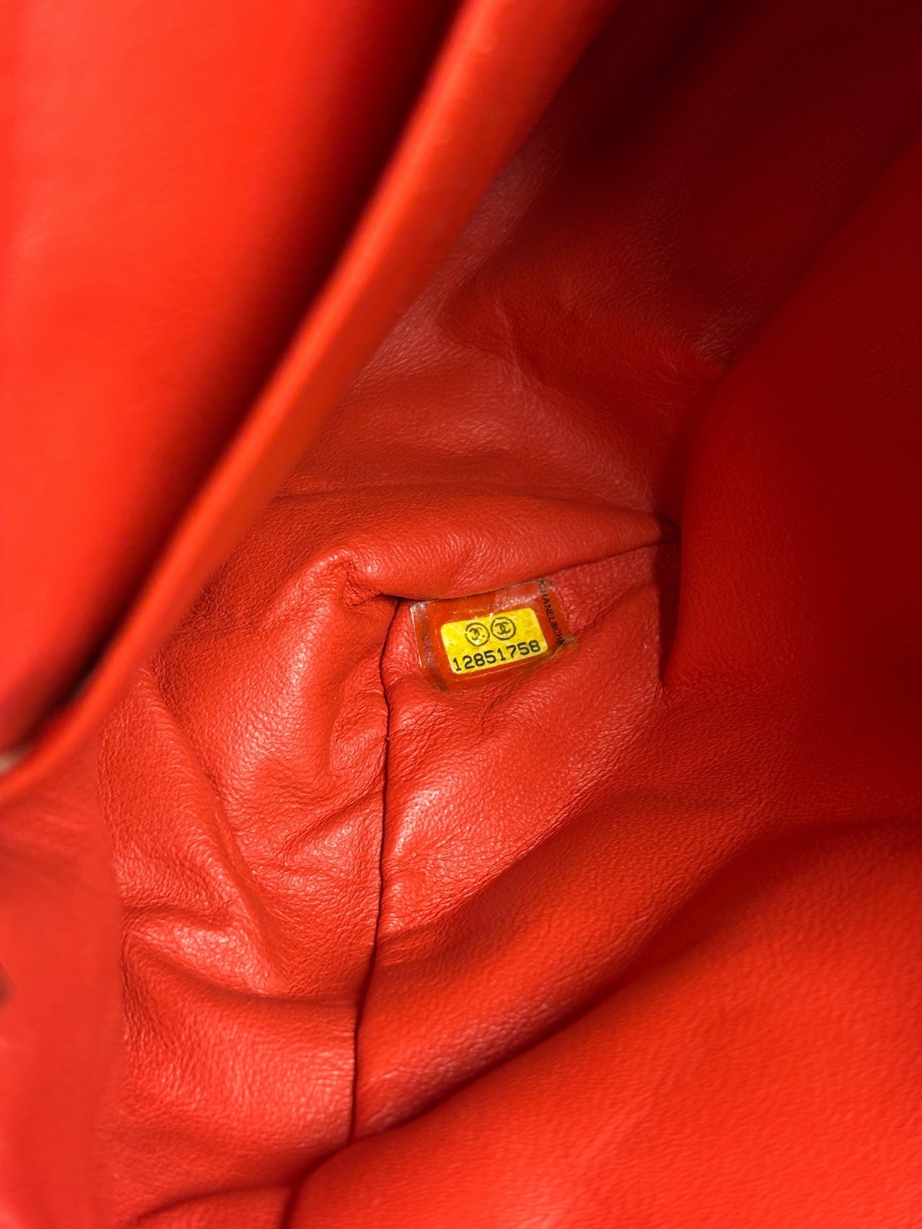 Chanel Orange Quilted Lambskin Flap Bag 2008