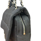 Chanel Black Nylon Chocolate Bar Chain Flap Bag 2002