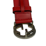 Gucci Red Leather Interlocking GG Belt