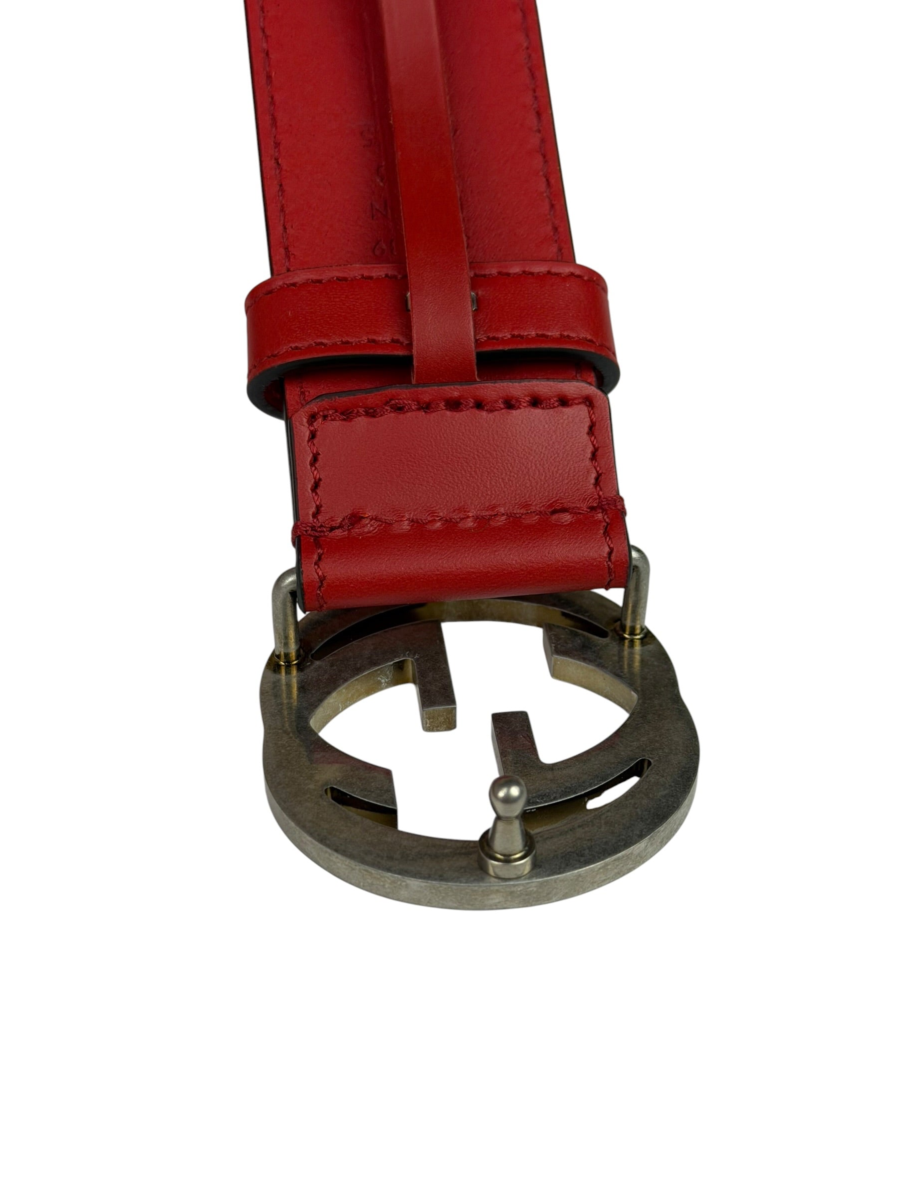 Gucci Red Leather Interlocking GG Belt