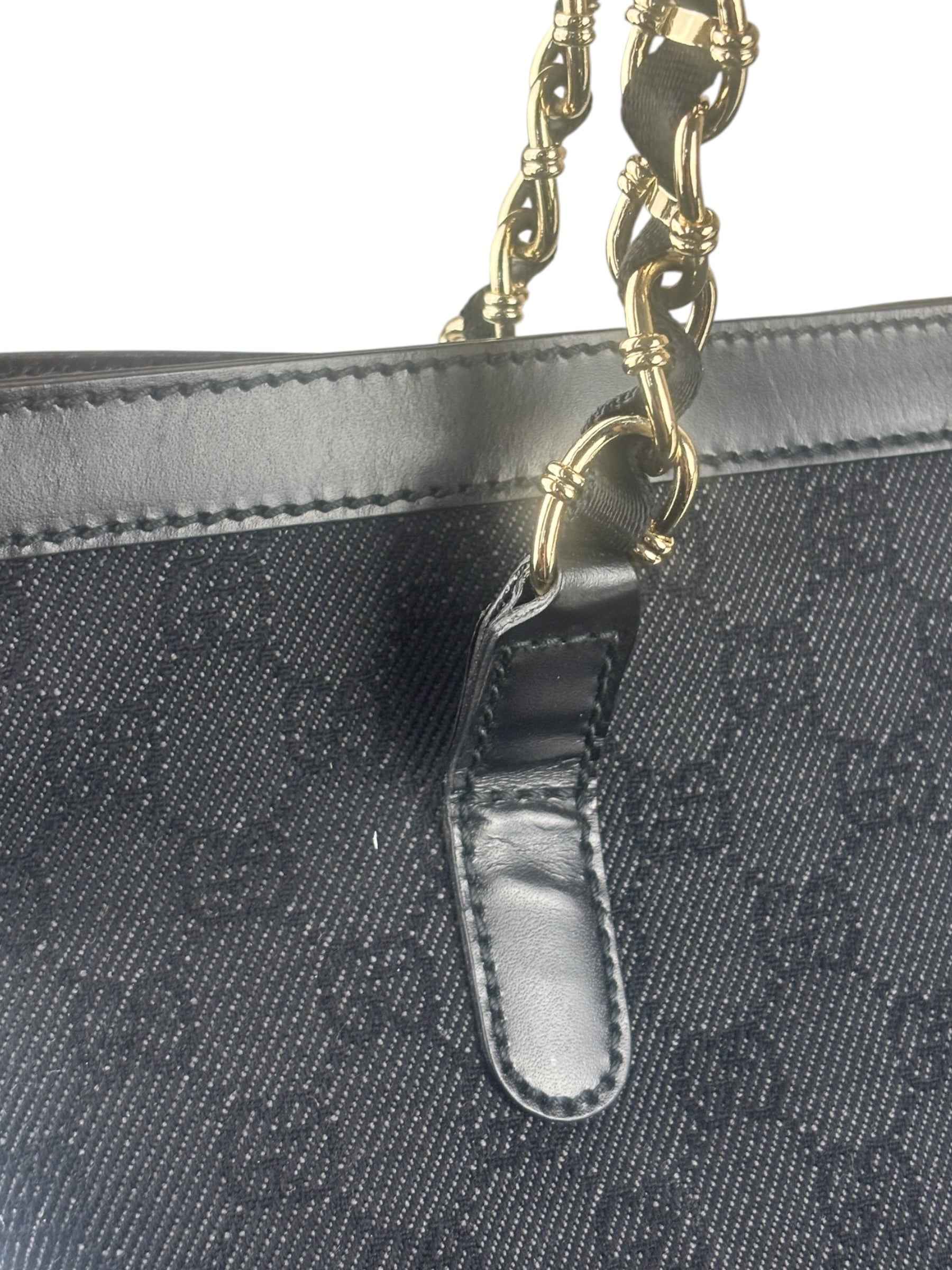 Gucci GG Black Canvas Capri Chain Tote Bag