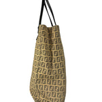 Fendi FF Beige Canvas Double Pocket Tote Bag