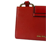 Miu Miu Red Leather Lady Jeweled Flap Bag