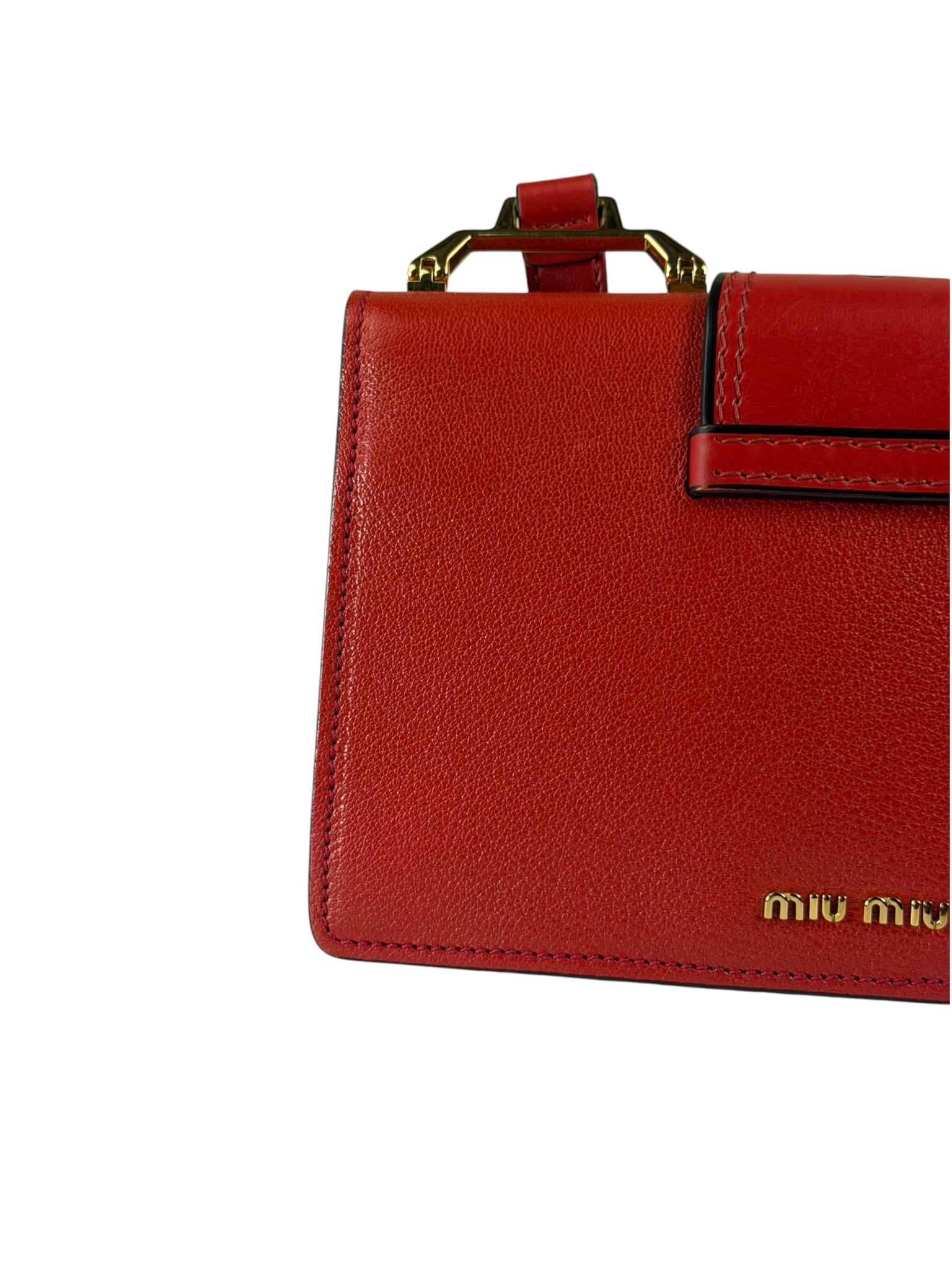 Miu Miu Red Leather Lady Jeweled Flap Bag