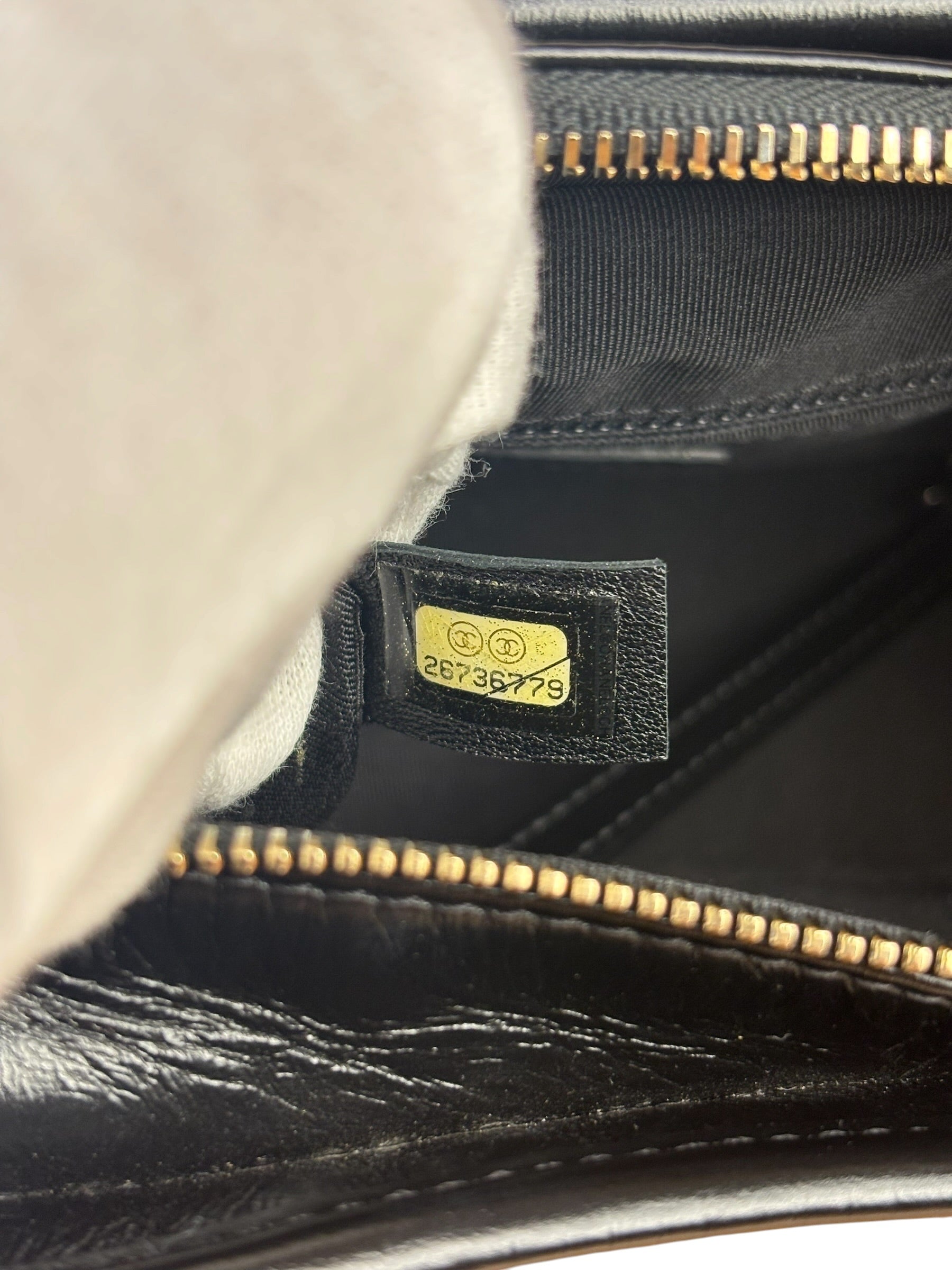 Chanel Metallic Gold/Black Leather Small Gabrielle Hobo Bag 1992