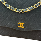 Chanel Vintage Black Cotton Quilted Flap Bag