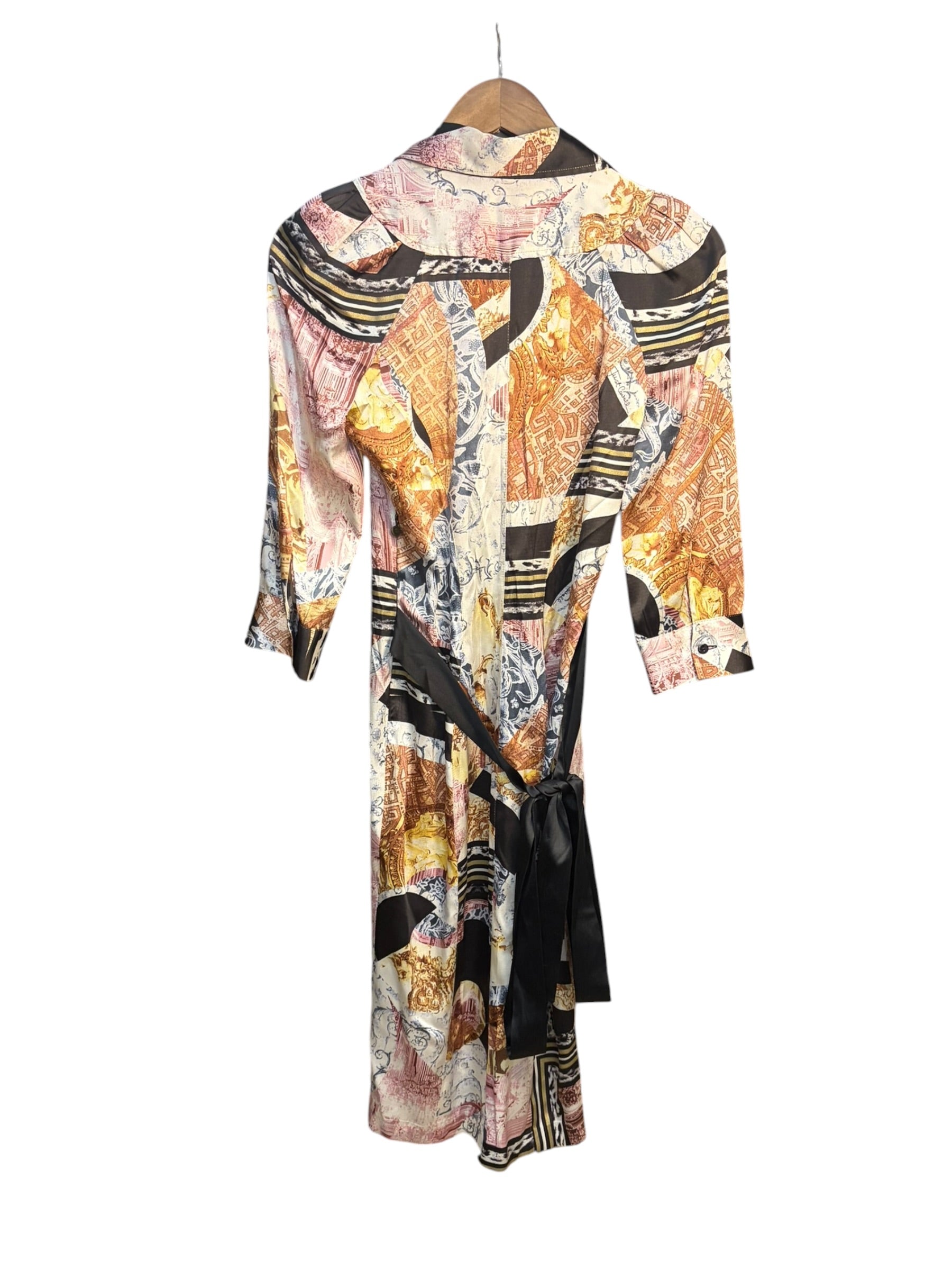 Roberto Cavalli Multicolor Cavalli Printed Silk Midi Shirt-Dress
