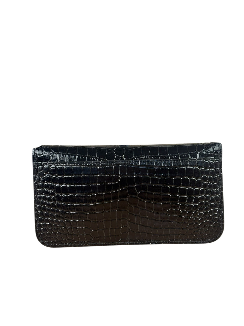 YSL Black Cocco Embossed Leather Print Phone Holder