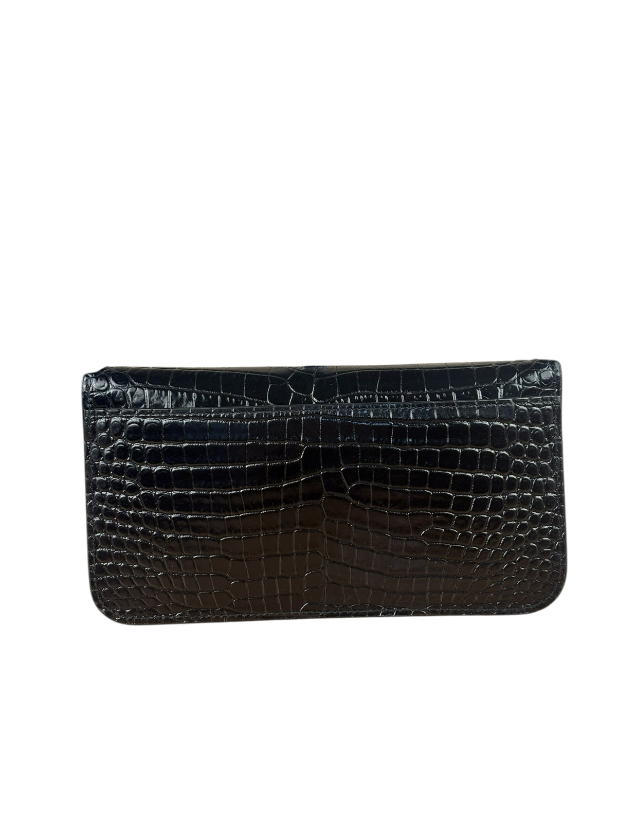 YSL Black Cocco Embossed Leather Print Phone Holder