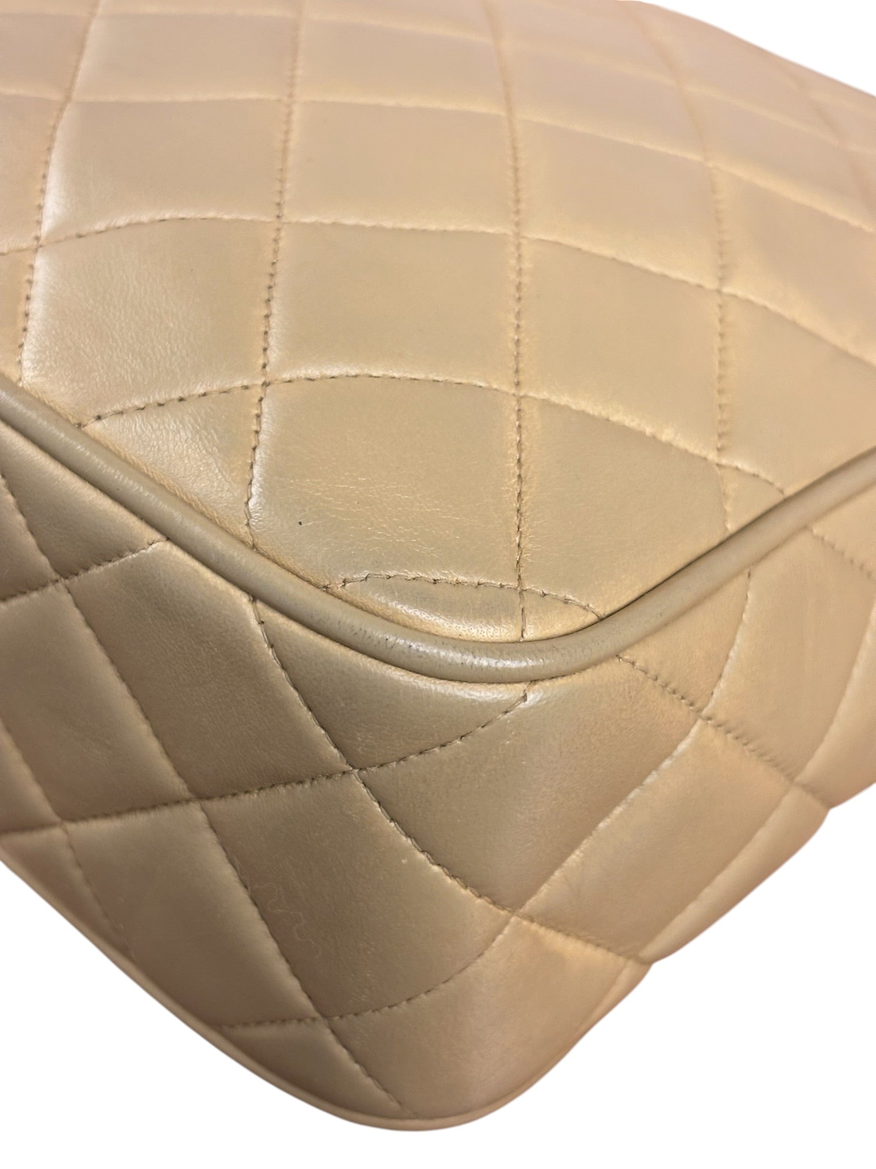 Chanel Tan Brown Quilted Leather Flap Chain Camera Bag