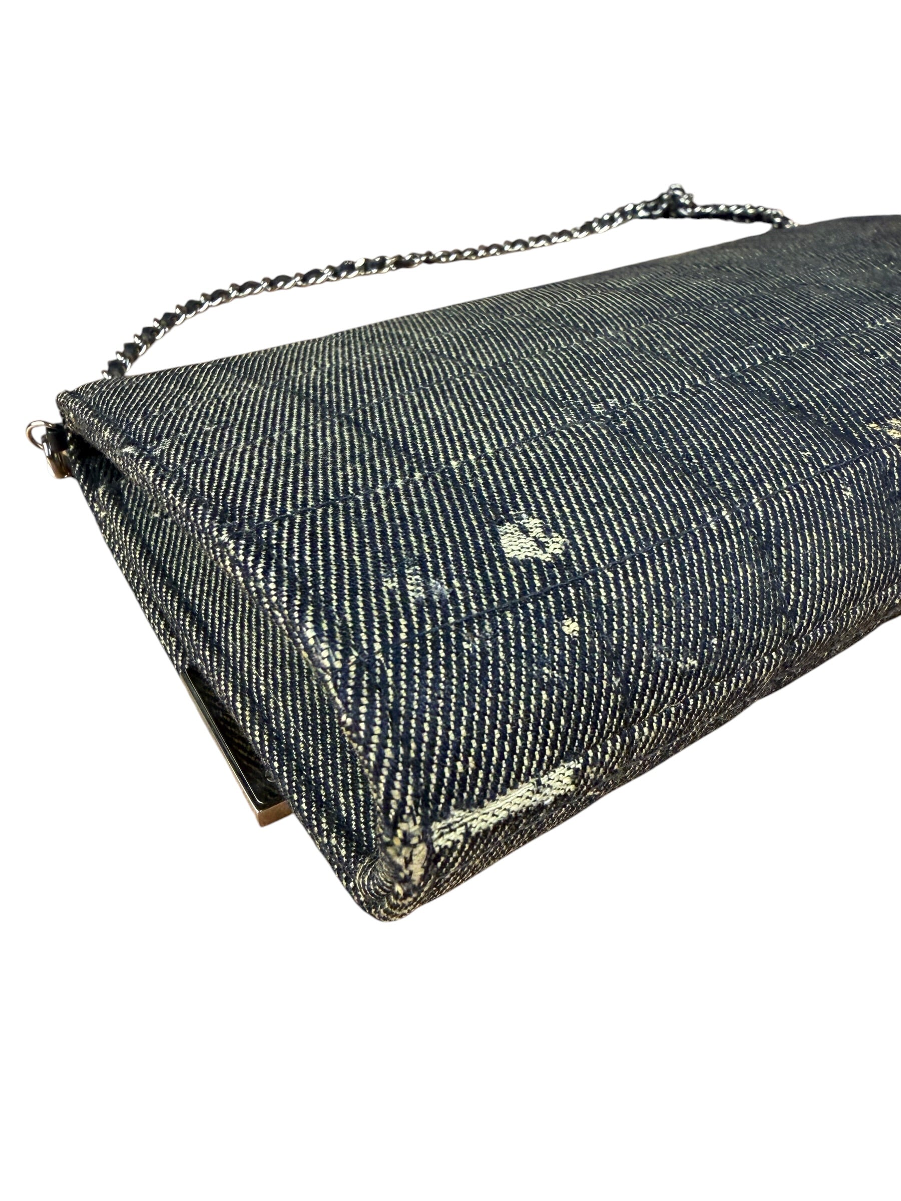 Chanel Denim Chocolate Bar Chain Flap Bag 2002