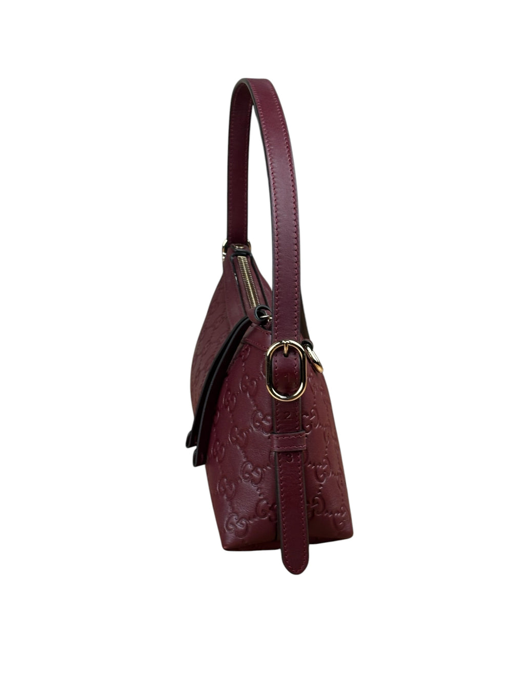 Gucci GG Emblem Red Leather Shoulder Bag