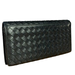 Bottega Veneta Black Intercciato Long Wallet