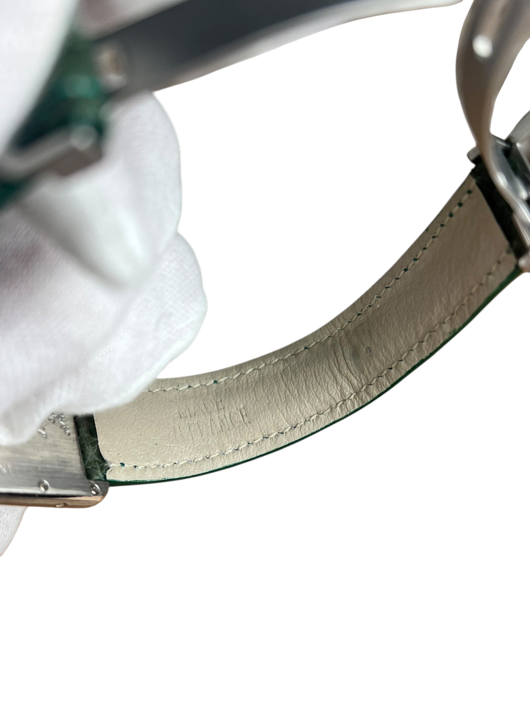 Cartier Must de Tank Green Croc Strap White Dial