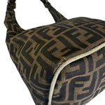 Fendi Brown Leather Trim Zucca Hobo Bag