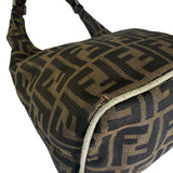 Fendi Brown Leather Trim Zucca Hobo Bag