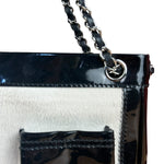 Chanel Vintage Black Patent Pony Hair Chain Pocket Tote 2005