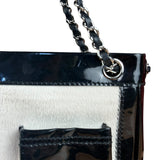 Chanel Vintage Black Patent Pony Hair Chain Pocket Tote 2005