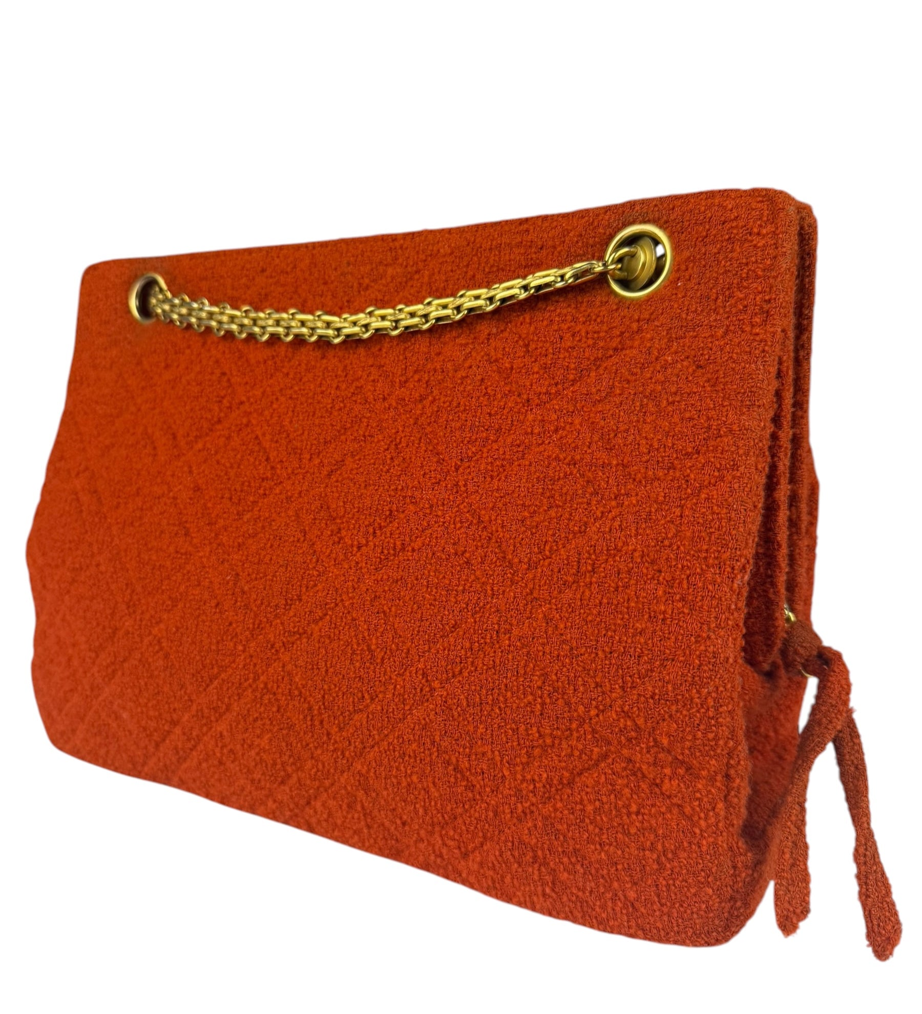 Chanel Vintage Red Quilted Tweed Shoulder Bag 1994