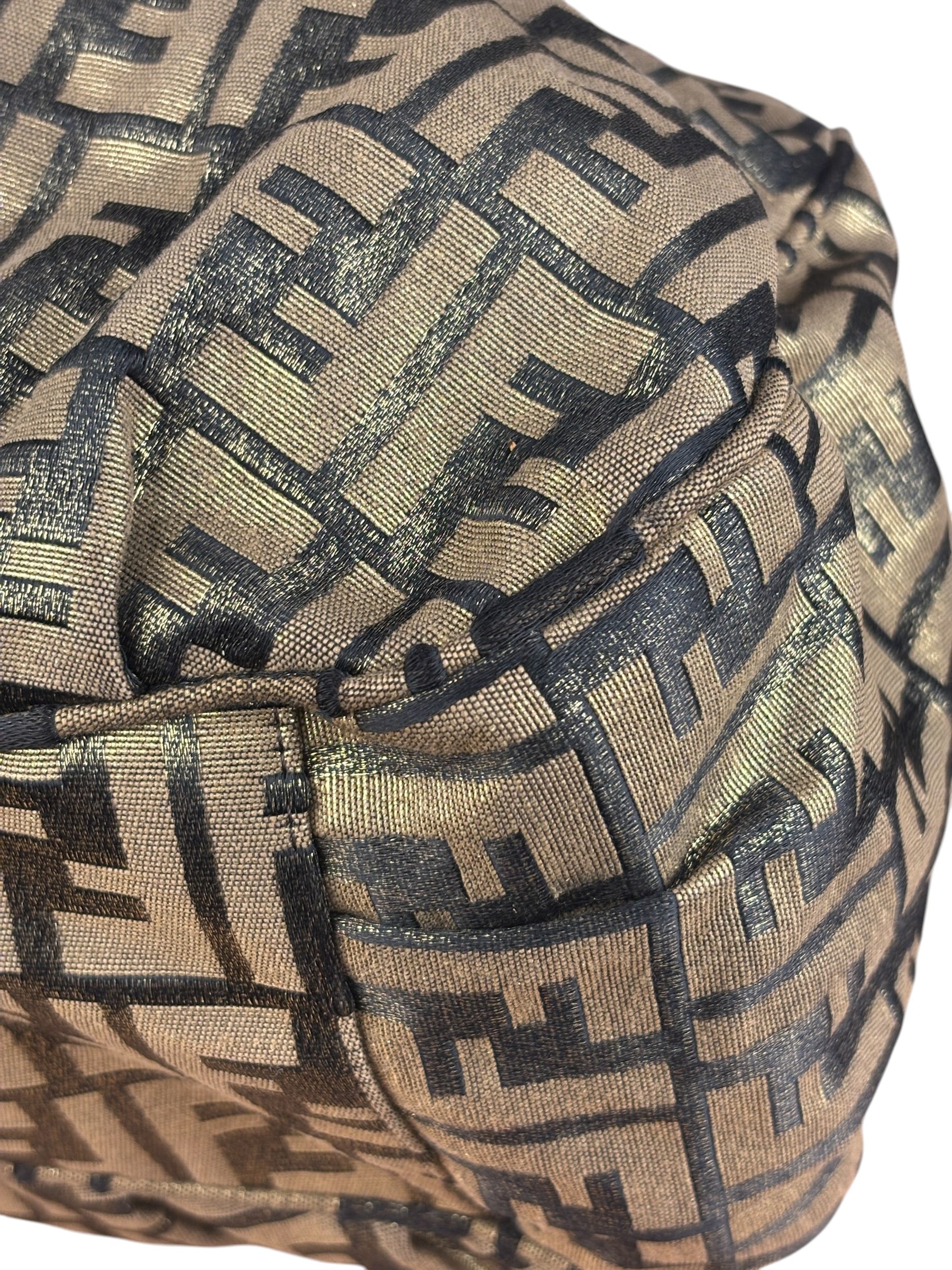 Fendi Vintage Gold Shimmer Zucca Shoulder Bag