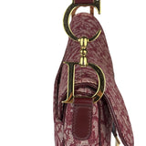 Christian Dior Burgundy Leather Oblique Saddle Handbag
