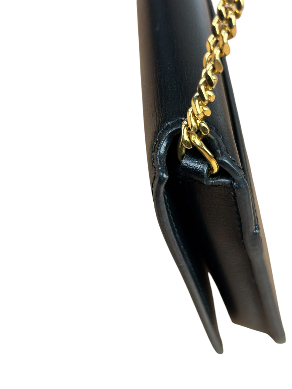 YSL Black Leather Cassandre Shoulder Bag