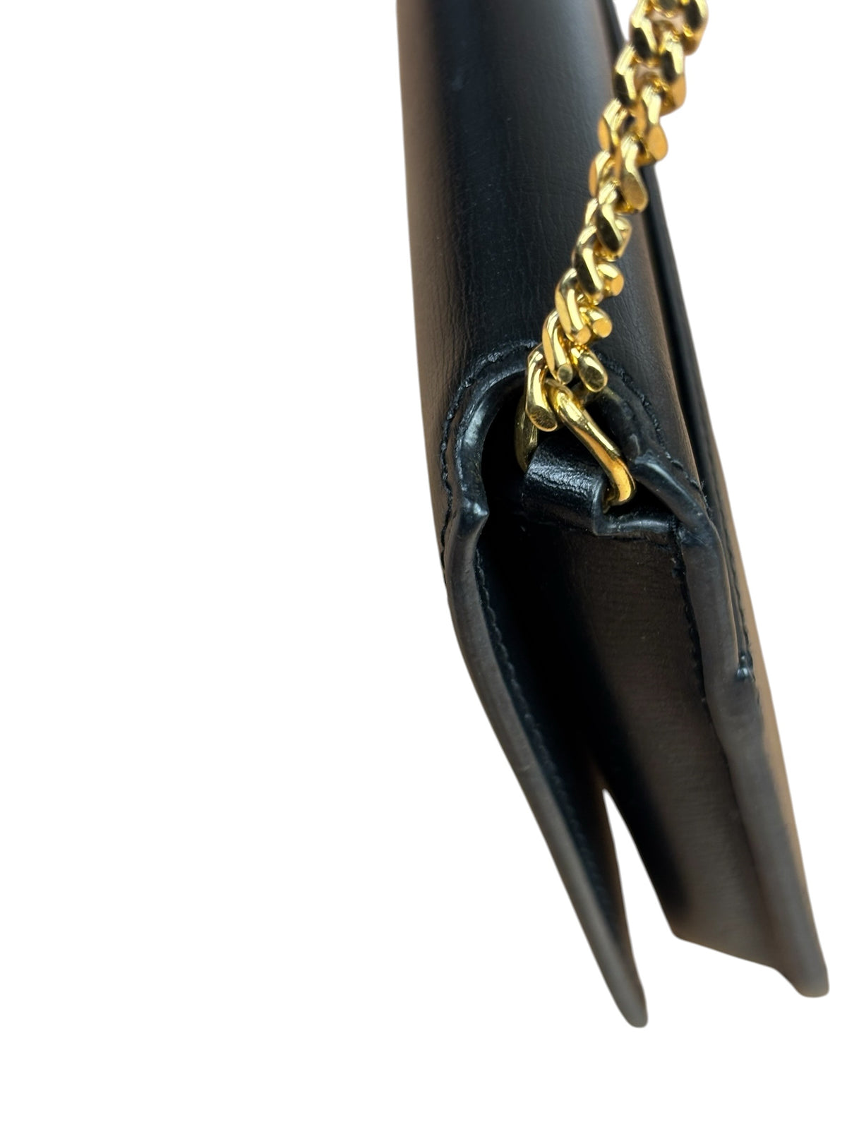 YSL Black Leather Cassandre Shoulder Bag