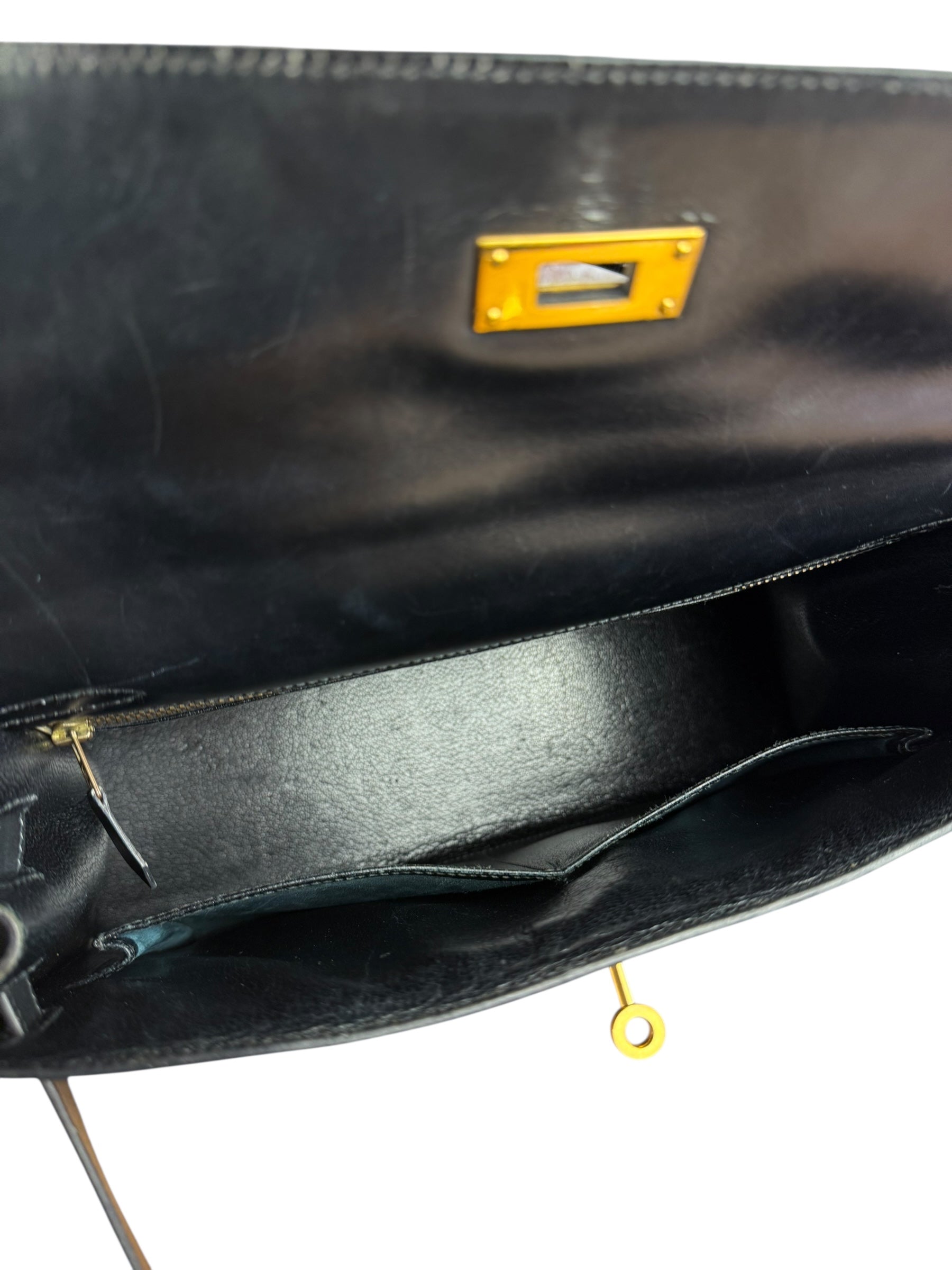 Hermes Kelly 32 Black Box Leather 1991