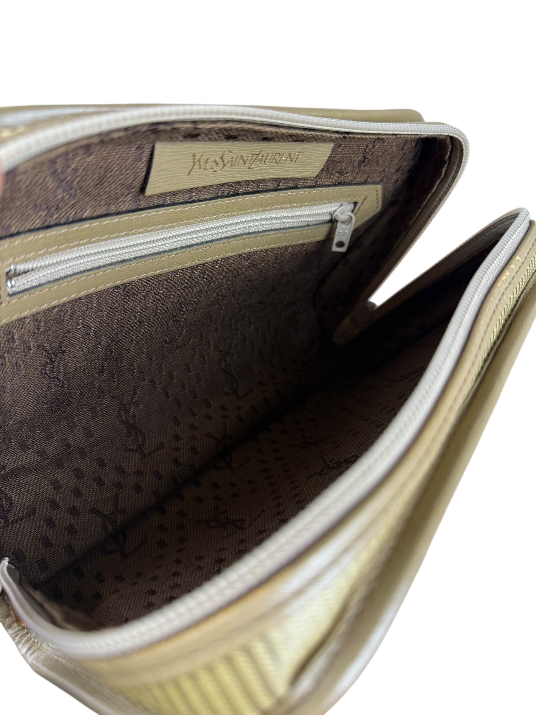 YSL Vintage Grey Leather Travel Pouch