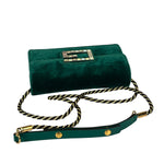 Gucci Green Velvet/Leather Trim Square G Broadway Shoulder Bag