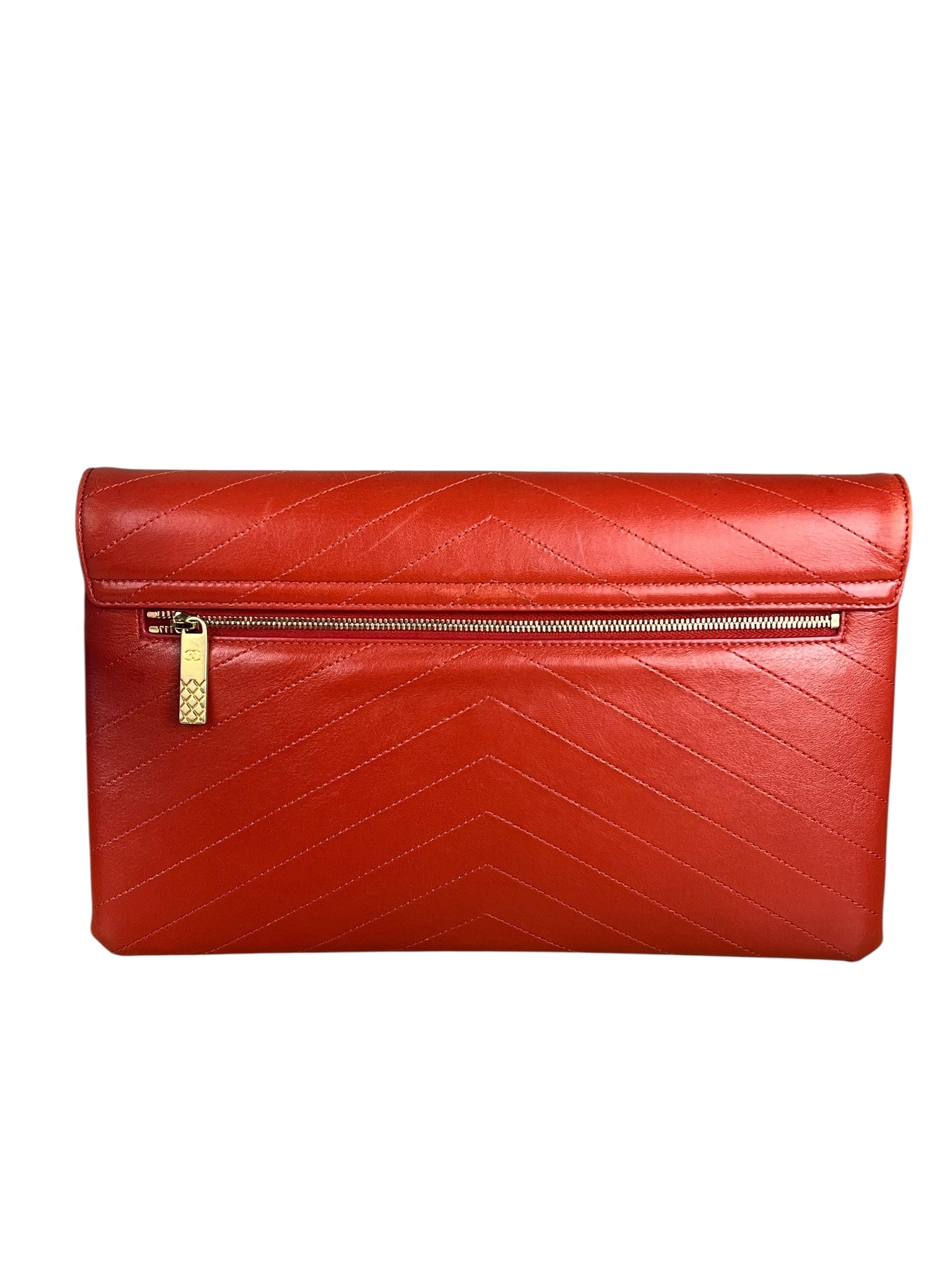 Chanel Chevron Quilted Envelope Clutch