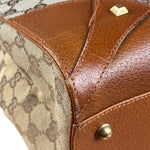 Gucci GG Brown Leather Trim Canvas Monogram Tote Bag