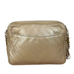 Chanel Tan Beige Chevron Leather Camera Case