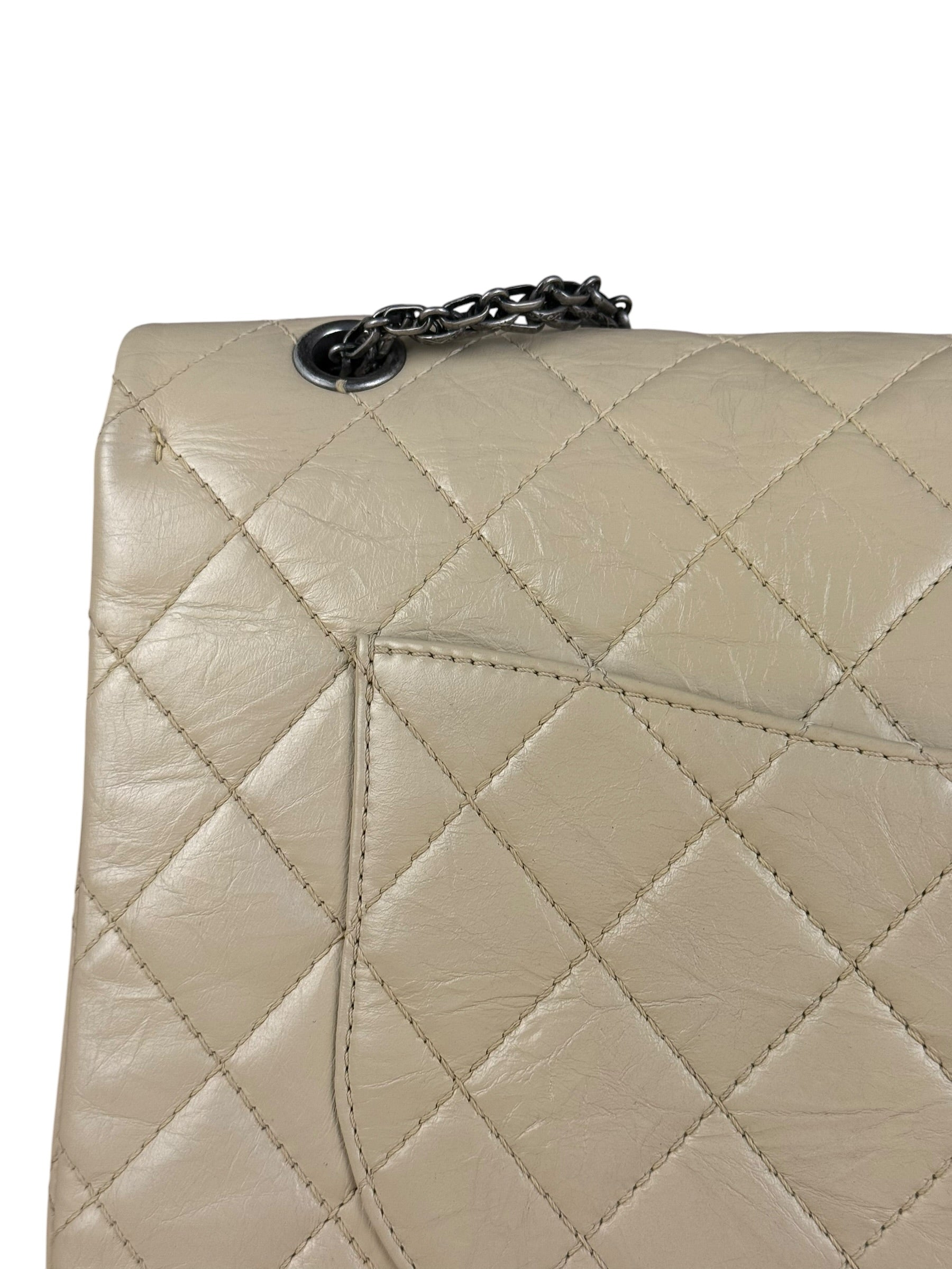 Chanel Aged Ivory Quilted Leather 2.55 Reissue Double Flap Bag 2009