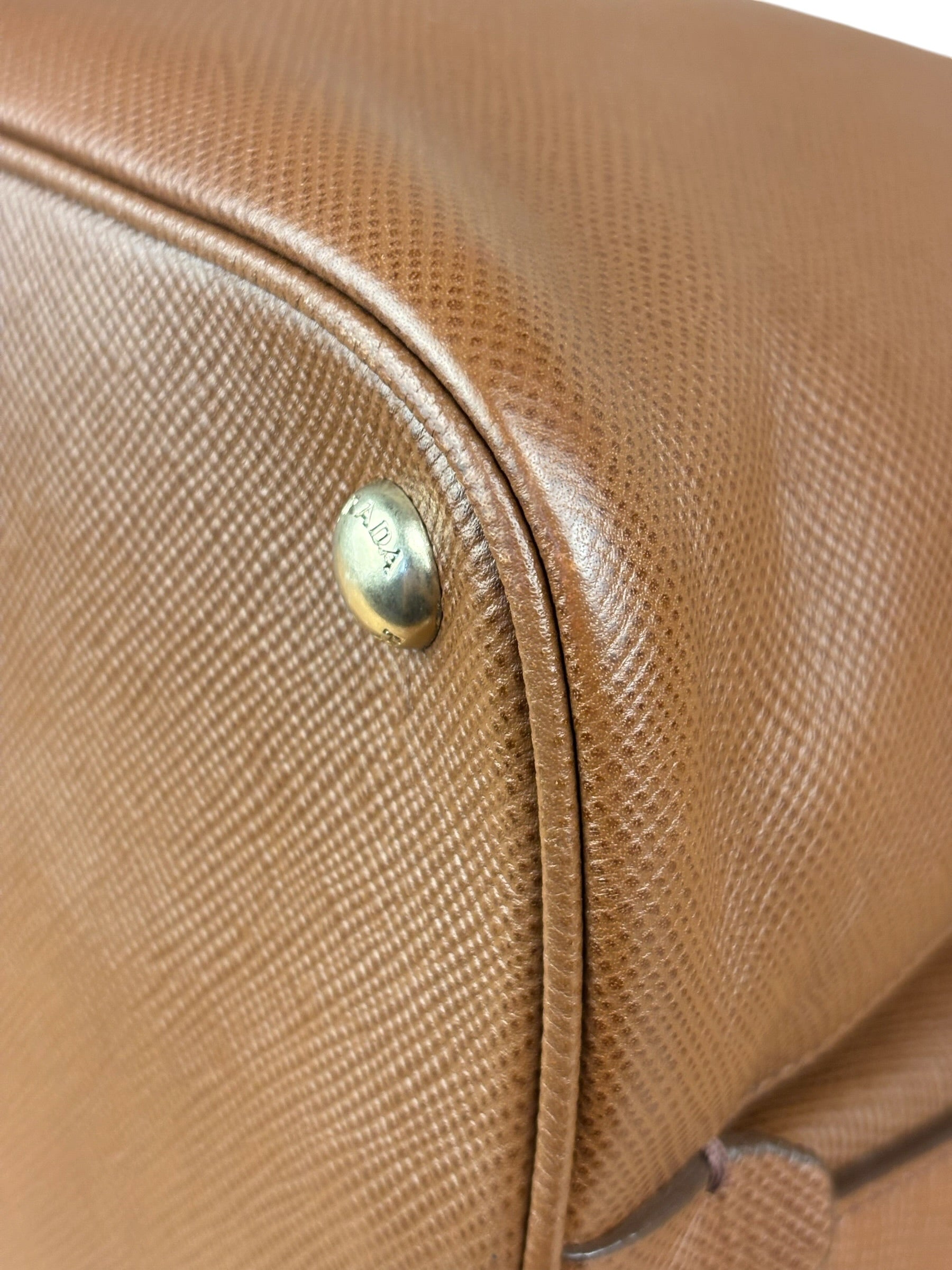 Prada Vintage Brown Leather Top Handle Bag