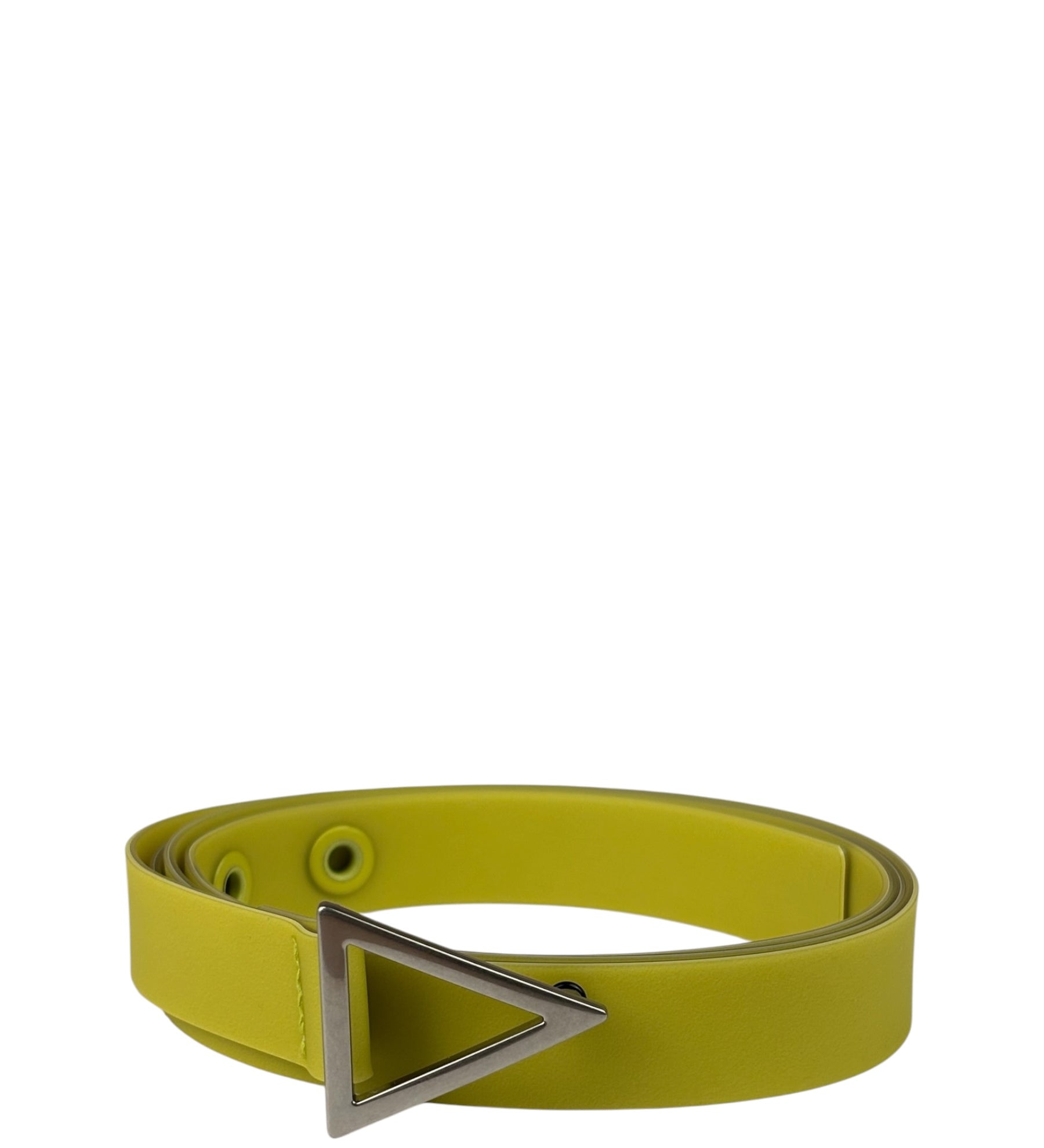 Bottega Veneta Bright Green Rubber Triangular Buckle Belt