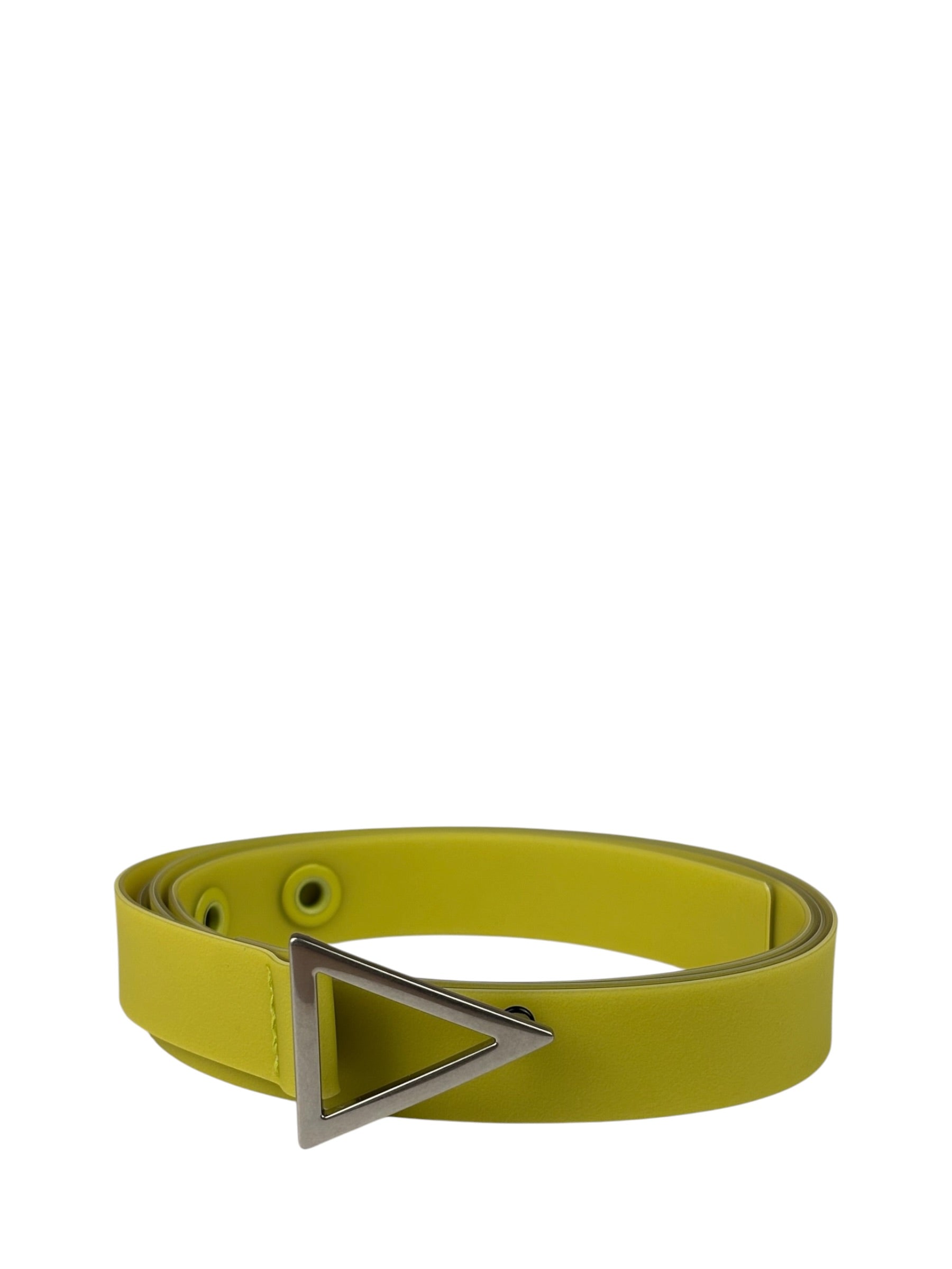 Bottega Veneta Bright Green Rubber Triangular Buckle Belt