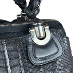 Chloé Vintage Black Leather Python Silverado Shoulder Bag