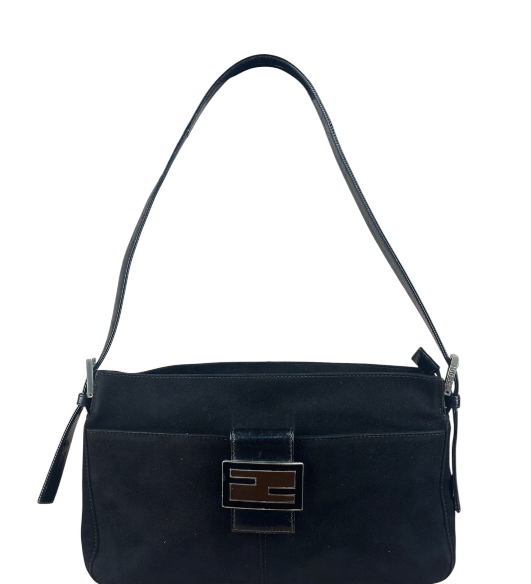 Fendi Vintage Black Mamma Baguette Shoulder Bag