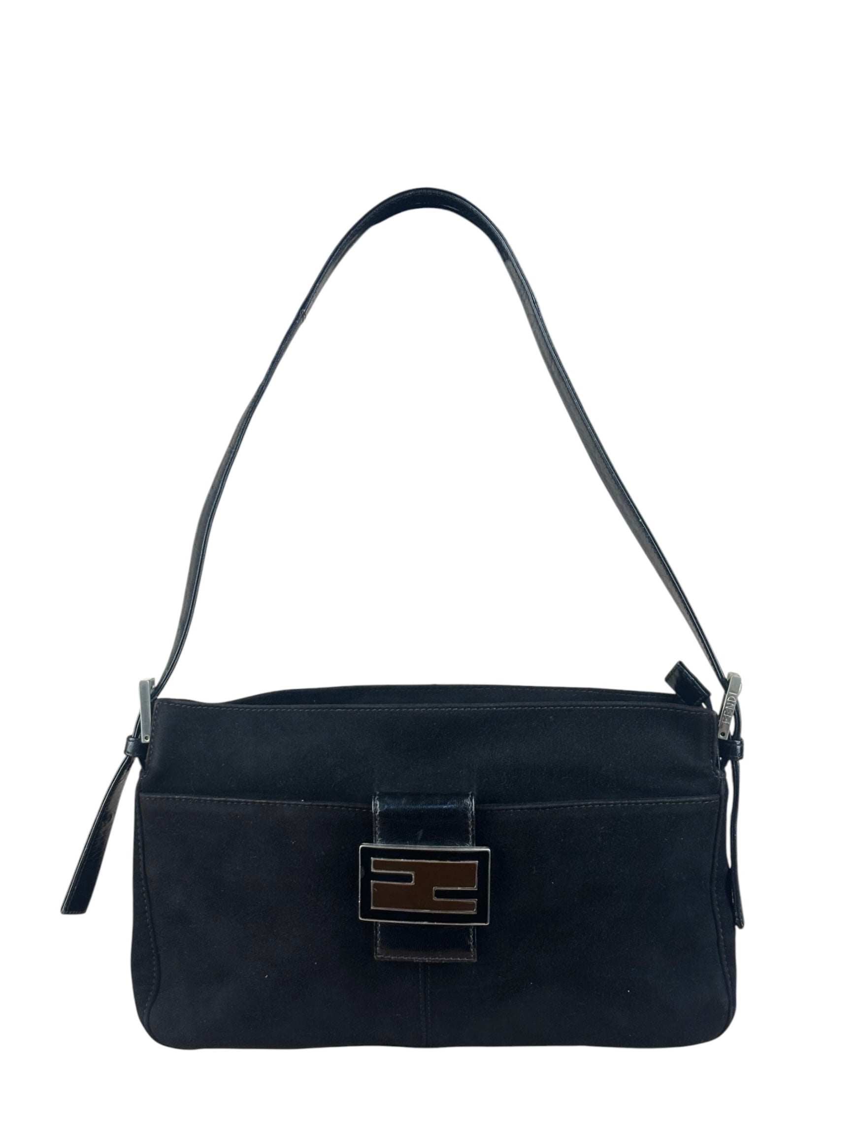 Fendi Vintage Black Mamma Baguette Shoulder Bag
