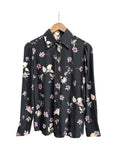 Valentino Black Floral Silk Button Up (Size 4)