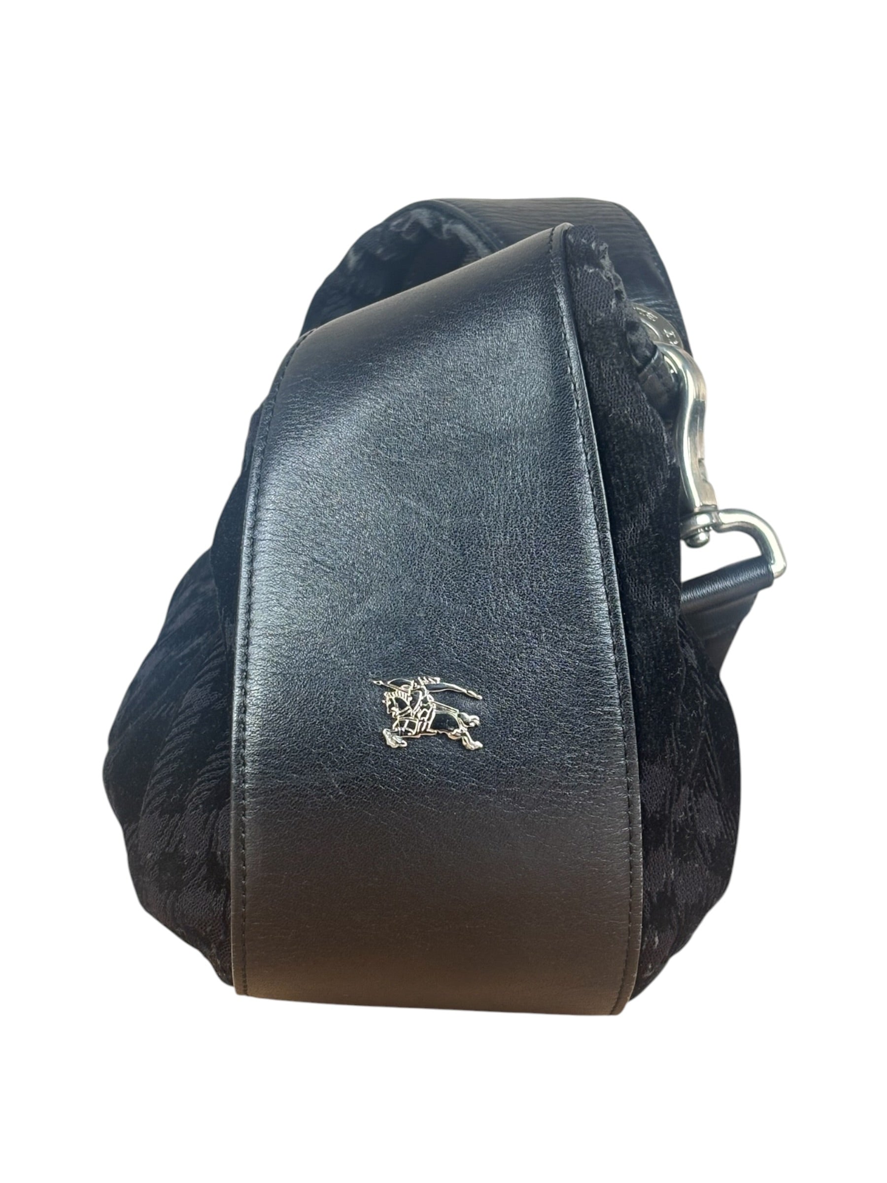 Burberry Black Tonal Check Maskell Hobo Bag